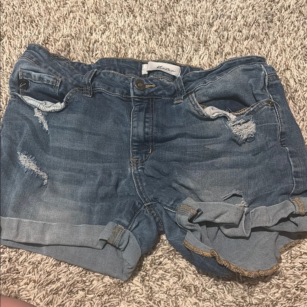 Denim Blue Distressed Women Shorts
